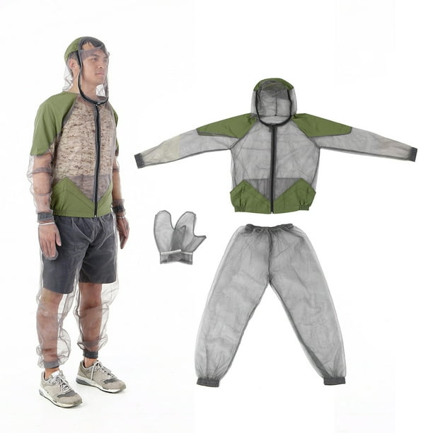 Mesh Hooded suits Clothing Breathable Adventure Clothes Lightweight net  Pants Jacket for Fishing Protecting Unisex M L