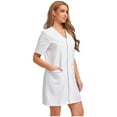 thumbnail image 3 of Aislor Robe d'Uniforme d'Infirmière pour Femmes à Manches Courtes, Tenue de Travail Médicale avec Poches, Chemise Boutonnée, Uniforme de Sarrau Blanc TTG, 3 of 7