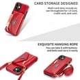 thumbnail image 4 of Dteck Card Holder Wallet Back Case for Apple iPhone 12 6.1-inch,Shockproof Rubber Silicone Bumper PU Leather Card Pocket Hybrid Phone Protective Kickstand Cover with Cross Body Shoulder Strap,Red, 4 of 9