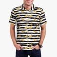 thumbnail image 2 of Balery Gold Flamingo Printed Men’s Short Sleeve Polo Shirt, Midweight Men's Shirt,Golf Polo shirts -X-Large, 2 of 8