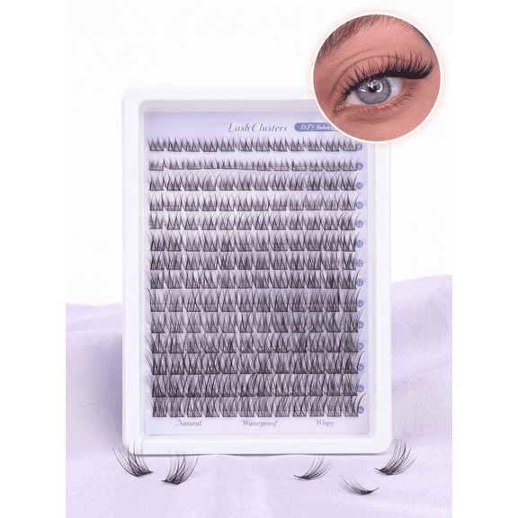 Lash Clusters Individual Eyelash Extensions Thin & Invisible Band DIY False Eyelashes for Self-application Newbie's Five-Second Series Wispy Lash Tray, LuxeBold 8-16mm Mixed Length
