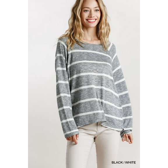 Striped Round Neck Long Sleeve Top