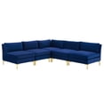 thumbnail image 3 of Modway Ardent 5-Piece Performance Velvet Sectional Sofa in Navy, 3 of 10