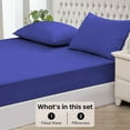 thumbnail image 3 of 600 Thread Count 3 Piece (1- Fitted Sheet + 2- Pillow cover) Quality 12 Inch Deep Pocket 100% Egyptian Cotton Color Royal blue Solid Size Full, 3 of 6