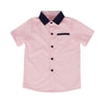 thumbnail image 4 of KAUOD Boys Short Sleeve Dress Shirts Color Block Button Down Suit Blouse Summer Trendy Casual Cute Polo Shirt, 4 of 4