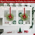 thumbnail image 3 of Guvpev 6 Pcs 15" Christmas Mini Cabinet Wreaths for Kitchen,Artificial Norfolk Pine & Cypress Wreath with Red Berry Bow for Christmas Decorations Window Door Fireplace Table Staircase Indoor Outdoor, 3 of 6