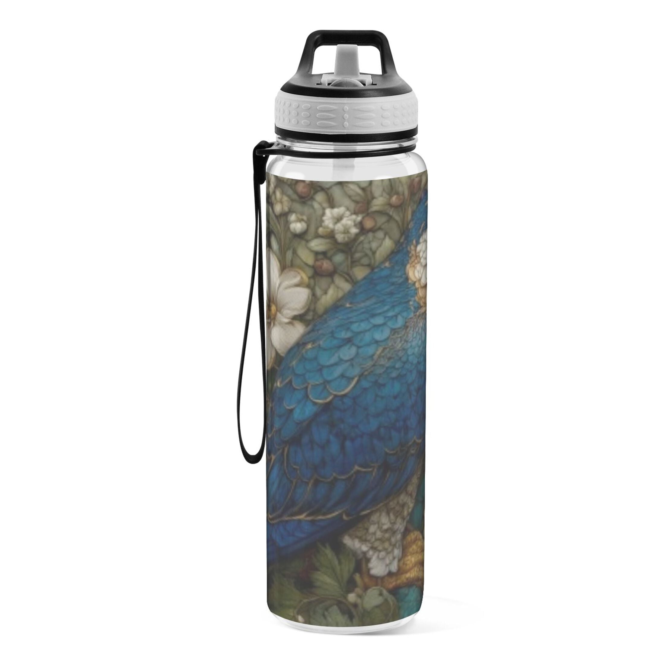 BZSMCE Sport Bottle Stained Glass Blue Bird Outdoor sports Water Bottle Size: 10.4x3in