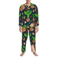 thumbnail image 3 of Fotbe Cute Hedgehogs Cactus Blue Pijama de Hombre con Estampado de Manga Larga, Conjunto de 2 Piezas, Ropa de Dormir Suave y Cómoda con Bolsillos-X-Large, 3 of 7
