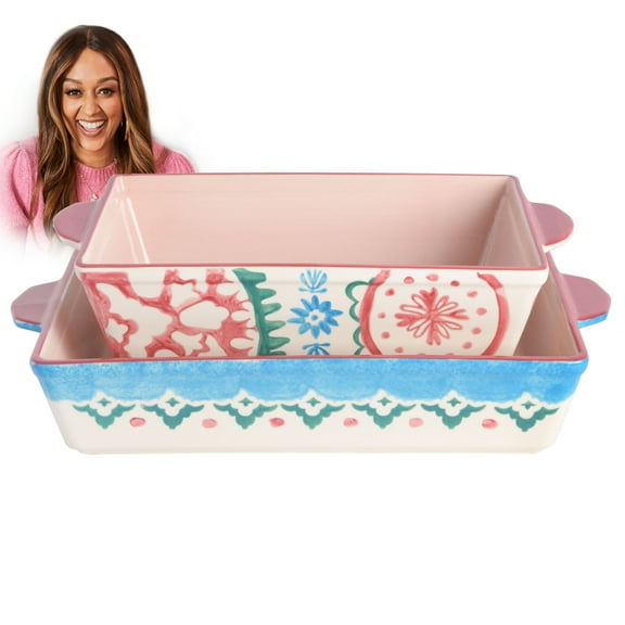 Spice by Tia Mowry - Savory Saffron Coral 2-Piece Stoneware Bakeware Set