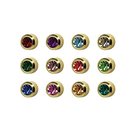 Surgical Steel 4mm Ear Piercing Studs, 12 Pair Mixed Colors  by