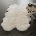 thumbnail image 1 of Safavieh Sheep Skin Collection SHS121A Handmade Rustic Glam Genuine Pelt 3.4-inch Extra Thick Area Rug, 3'7" x 6', White, 1 of 2