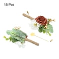 thumbnail image 2 of 15Pcs Groom Boutonnieres Burgundy Boutonnieres with Pins for Men Rose Wedding Ceremony Anniversary Dinner, Orange, 2 of 5