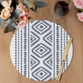 thumbnail image 3 of Navy Blue Boho Round 13 Inch Placemats Set of 4, Vintage Southwestern Geometric Stripes HeatResistant Non Slip Place Mats for Dining Table, Wipeable Braided Kitchen Table Mats for Housewarming, 3 of 9