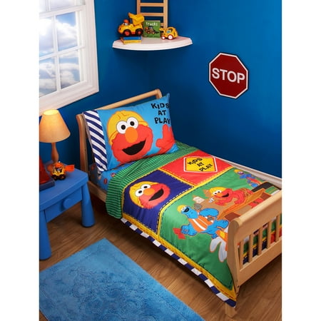 Sesame Street Construction Zone 3-Piece Toddler Bedding Set with BONUS Matching Pillow...