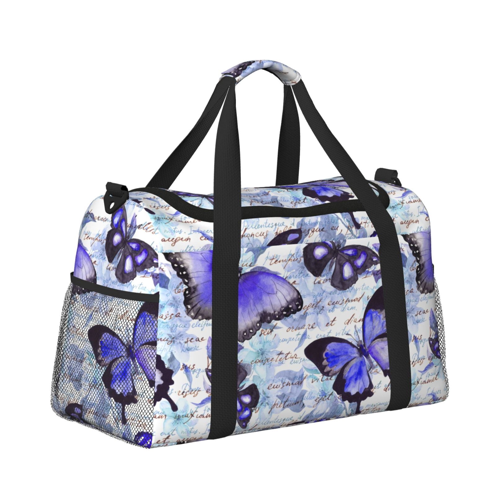Fuzoiu Butterflies Print Travel Duffle Bag,Carry On Tote Bags,Duffel Bag,Sport Gym Bag, Hospital Bag for Labor and Delivery, Overnight Bag,Luggage Bag
