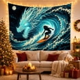 thumbnail image 3 of Ocean Waves Night with Swirling Wave Dominates Curling, Mystical Fantasy for Space Lovers, Galaxy Room Decor, Housewarming Gift, Tapestry Wall Hanging for Bedroom and Dorm, 3 of 7
