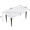 thumbnail image 4 of White Sintered Stone 63" Table With Black Metal Legs, Seats 6 Smoothly Dining Strong Leg Configuration, 4 of 6