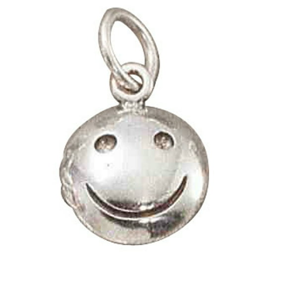 Sterling Silver 16" 1mm Box Chain Smiling Happy Face Smiley Pendant Necklace