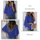 thumbnail image 3 of Tops fruncidos para mujer, cuello en V, manga corta de murciélago, blusa informal holgada de Color puro para fiesta, oficina y viajes, 3 of 5