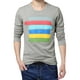 T-Shirt à Manches Longues à Rayures Colorées pour Hommes Gris (Taille S / 36) – image 1 sur 1