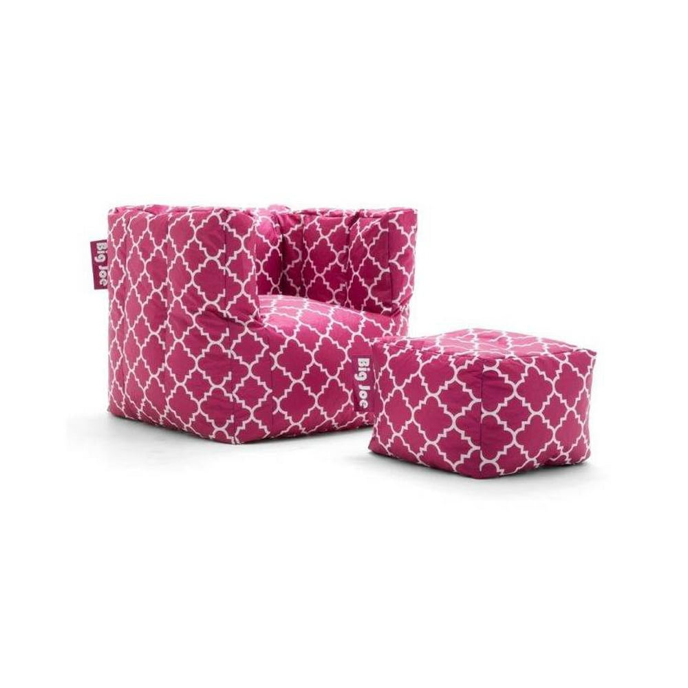 Big Joe Cube w/ Ottoman, Black Quatrafoil