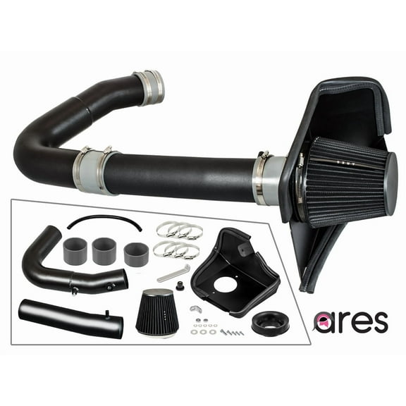 Ares Motorsports Cold Air Intake System with Heat Shield Kit   Filter Combo - BLACK, Compatible With Challenger, Charger, Chrysler 300 3.6L V6 2011-2016