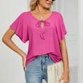 thumbnail image 4 of WIZUTIZ Crop Tops for Women up to 60% Off Oversize Tshirt V-Neck Pure Colour Plus Size Short Sleeve Tops Flowy Ladies Tshirts Lightweight Work Out Blouse Loose Fit Breathable Solid Tee Hot Pink XXL, 4 of 6