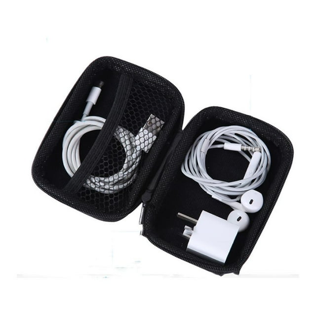 Portable Earphone Carry Case with Zipper Earbud Wired Headset USB Headset Storage Box Organizer Multi-purpose Protection Pouch Office Pink