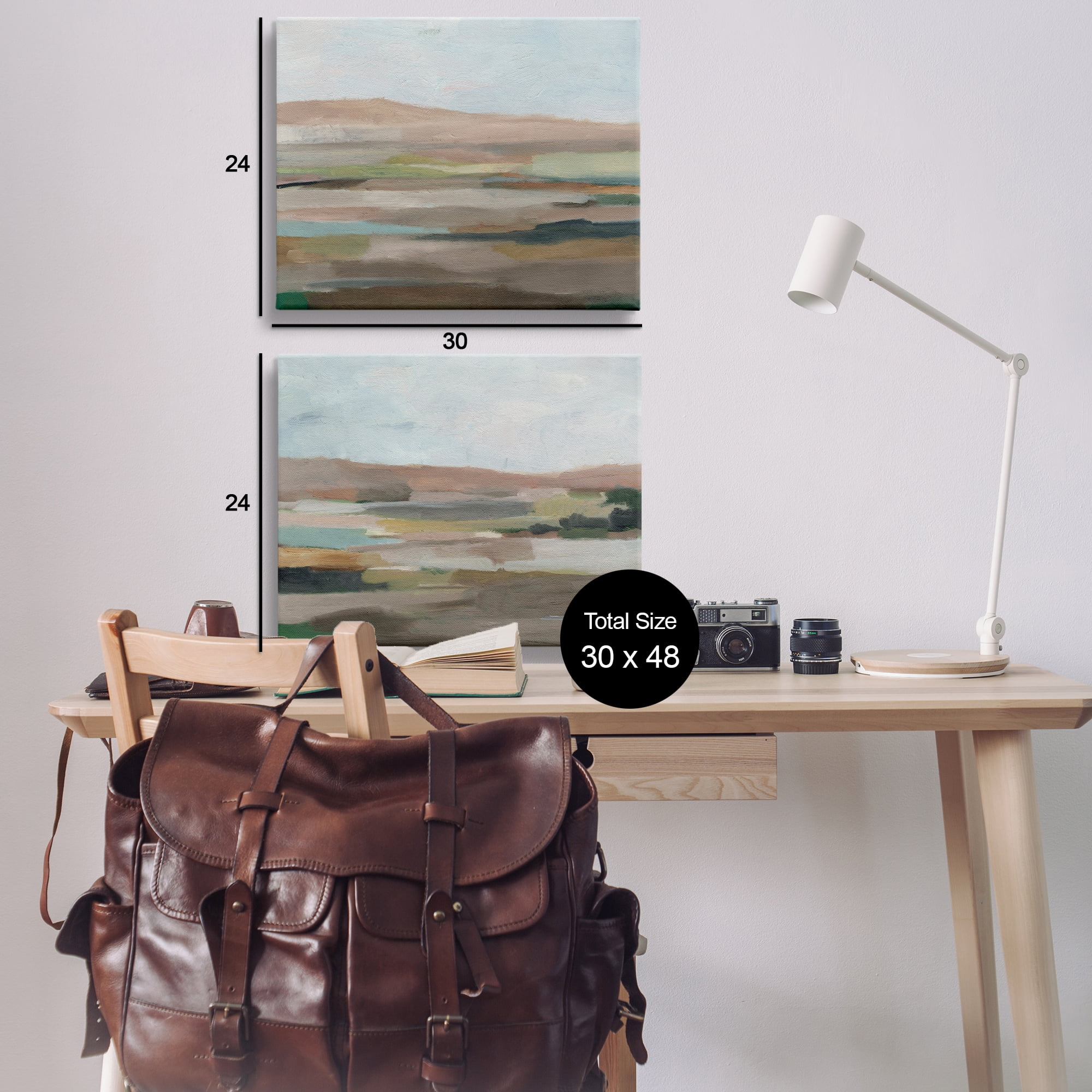 Stupell Industries Neutral Abstract Landscape Landscape & Nature Painting Wrapped Canvas Art Print Wall Art, 30 x 24, Set of 2