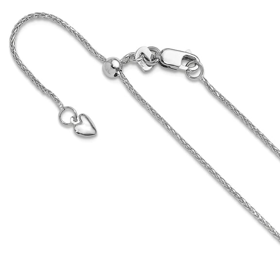 10k White Gold Adjustable 1mm Sparkle-Cut Wheat Chain Necklace 22 Inch Chain Necklace for Women and Men