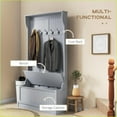 thumbnail image 6 of Hall Tree with Storage Bench, 3-in-1 38” Entryway Organizer with 4-Hook Coat Rack & Shoe Storage | Gray | Coat Racks, 6 of 10
