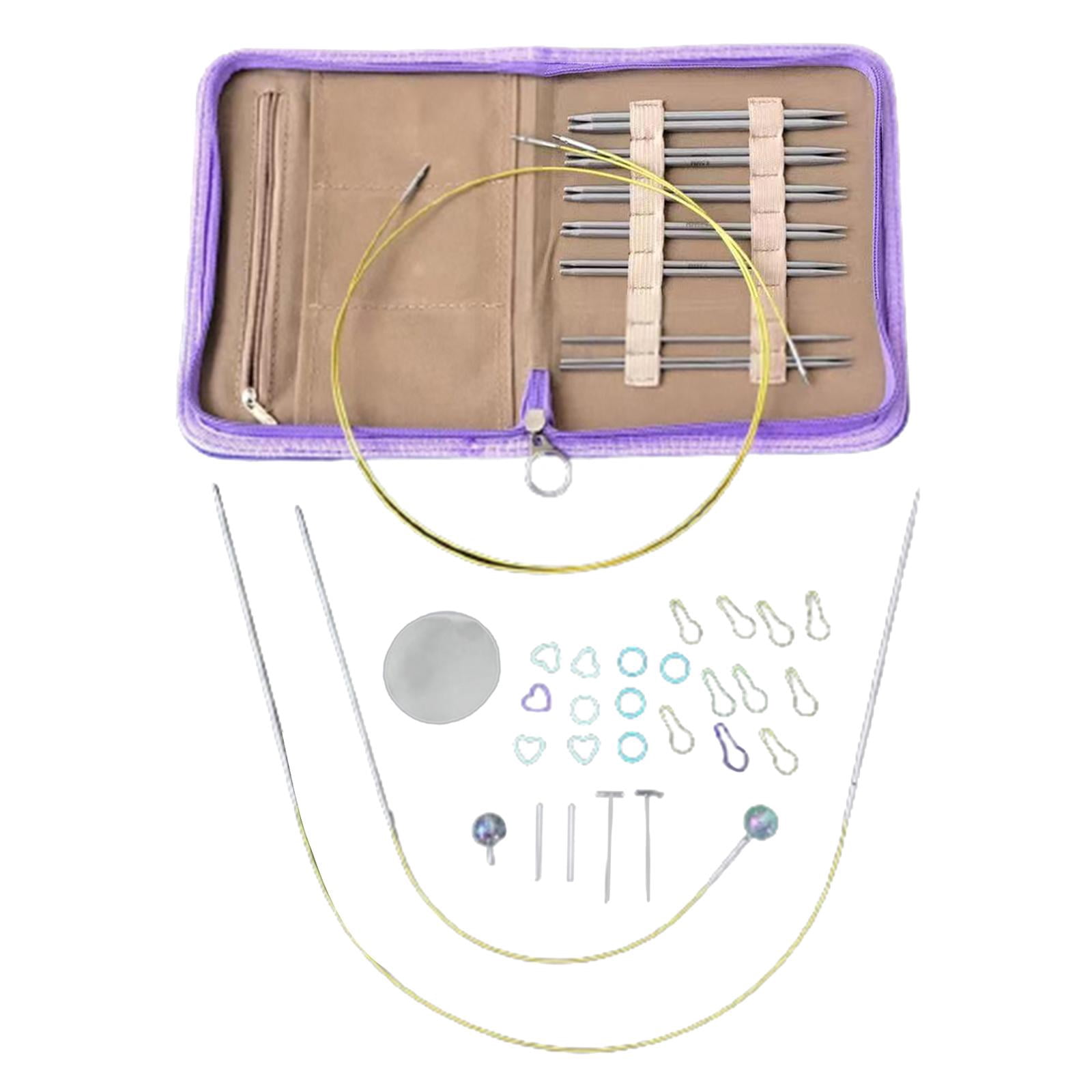S SERENABLE Circular Knitting Needles Set Stainless Steel Weaving Equipment 8 Different Size Multifunction Crochet Needles Durable Sewing for Sweater