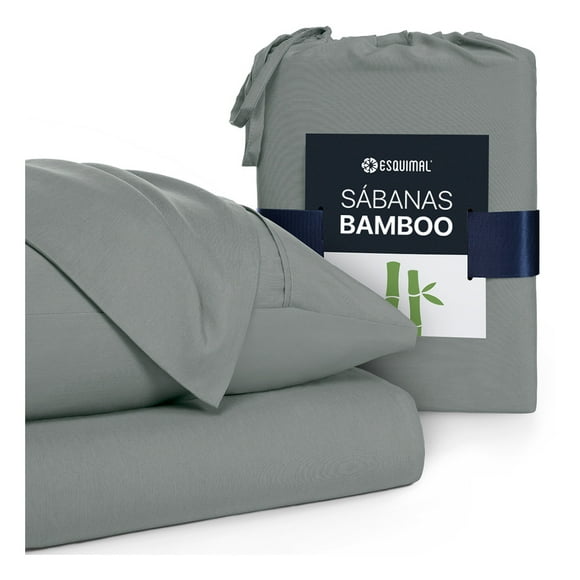 Juego de Sábanas de Bambú Ultra Suaves, Frescas, Hipoalergénicas, Esquimal (Gris, Individual)