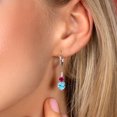 thumbnail image 3 of Gem Stone King 925 Sterling Silver Swiss Blue Topaz Red Created Ruby and White Lab Grown Diamond Drop Dangle Earrings for Women (3.53 Cttw, Heart Shape 7MM, Round 4MM), 3 of 4