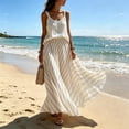 thumbnail image 6 of Vynhevius Womens Striped Maxi Skirt High Waist Pleated Flowy Casual Long Bottom, 6 of 7