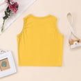 thumbnail image 4 of Glisme Girls Tops Size 5-6 Years Ribbed Knit Yoga Tank Sleeveless T-Shirts Summer Athletic Workout Cropped Top For Sports Fitness Basic Yellow Graphic Tee, 4 of 5