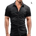 thumbnail image 3 of Camisa vaquera fina para hombre Qarigey Gris oscuro L, 3 of 6
