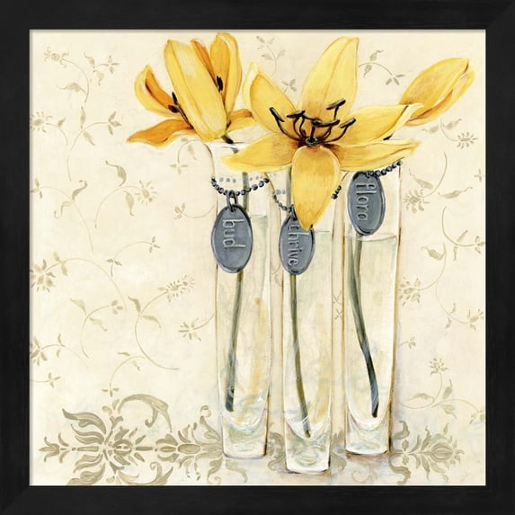 Inspired Yellow by O. Boem, Framed Wall Art, 13.25W x 13.25H