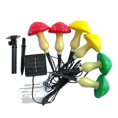 

Outdoor solar garden mushroom lights (6 mushroom lights) 8 modes of external waterproof solar garden Christmas lights decorate gardens courtyards lawns trails... (multi-color)