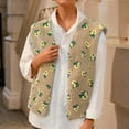 thumbnail image 3 of Women's Sherpa Vest Sleeveless Button Down Floral Print Open Front Fuzzy Gilet Outerwear Fall Winter Warm Cozy Loose Fit Jacket, 3 of 4