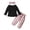 Black, variant on Gerichy Infant Baby Girls Fall Winter Outfit Long Sleeve Solid Tops and Striped Pant Set with Headbands 0-18 Months