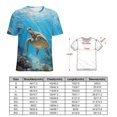 thumbnail image 2 of Nautical Green Sea Turtles Womens Tops Women's Fashion Casual Short Sleeve Flower Print Round Neck Pullover Top Blouse, 2 of 6