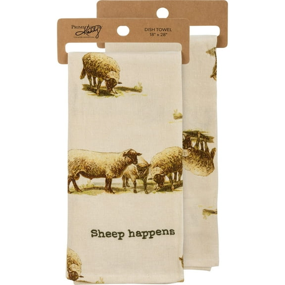 Primitives by Kathy 109827 Kitchen Towel Sheep Happens, 28-inch