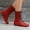 Red, variant on BLTIBY Women Gothic Victorian Boots Comfortable Round Toe Mid Calf Flat Boot Lace Up Embroidered Vintage Booties Red 42