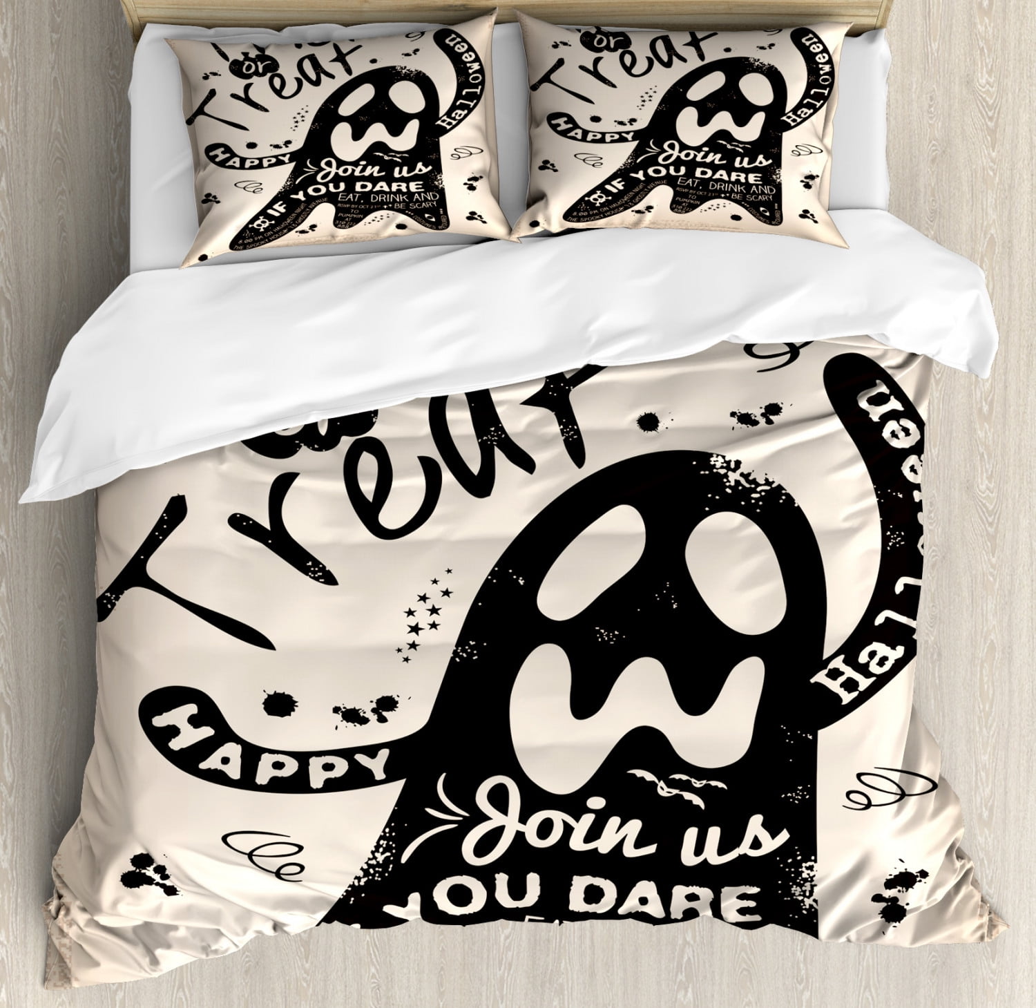 Ghost Duvet Cover Set Queen Size, Halloween Trick or Treat Ghost