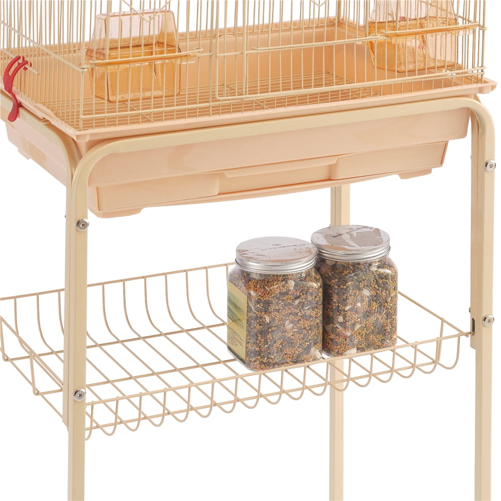 Renwick 62.4" Metal Bird Parrot Cage with Detachable Stand, Almond