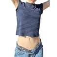 thumbnail image 4 of TRKIYQC, camisetas de manga corta para mujer, camisetas cortas casuales de verano a rayas con cuello redondo para ropa de calle TRKIYQC  Casual, 4 of 9