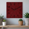thumbnail image 6 of Dark Red Wooden Wall Clock Silent Non Ticking, Farmhouse Burlap Solid Red Color Modern Linen Texture Square Wall Clocks Battery Operated, Decor Clock for Home Office, Living Room, Kitchen, 10 Inch, 6 of 9