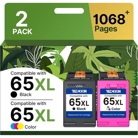 65XL Ink Cartridge Black/Color Combo Pack High Yield Replacement for Ink 65 65XL Works for DeskJet 3755 3772 3700 3752 3722 2600 2622 Envy 5055 5000 5070 (2 Pack)