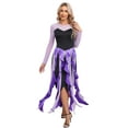 thumbnail image 2 of iiniim Women Halloween Mermaid Sea Witch Cosplay Masquerade Costume Long Sleeve Ruffle Maxi Dress Purple M, 2 of 7